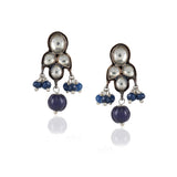 Silver Plated Valentine Kundan Blue Necklace Set