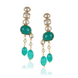 Gold Plated Valentine Kundan Green Onyx Necklace Set