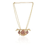 Gold Plated Taraash Red Kundan Long Necklace Set
