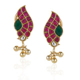 Gold Plated Taraash Red Kundan Long Necklace Set
