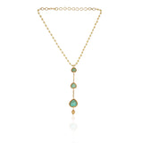 Gold Plated Taraash Blue Drop Necklace Set