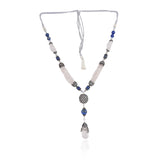 Silver Plated Valentine Victorian Pink Blue Lariat Necklace Set