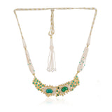 Gold Plated Valentine Zircon Green Onyx Necklace Set