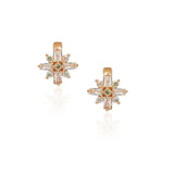 Dainty Rose Plated Zircon Baguette Flower Earrings