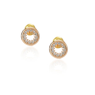 Dainty Rose Plated  Zircon Circle Studs