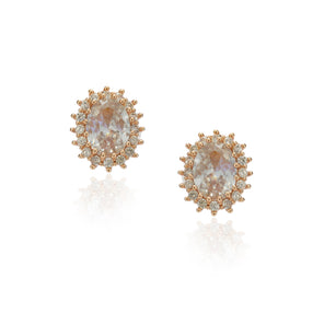 Dainty Rose Plated Zircon Halo Earring Studs