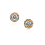 Dainty Rose Plated Zircon Halo Earring Studs