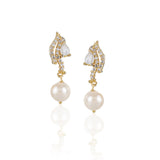 Gold Plated Valentine Zircon Pearl  Necklace Set