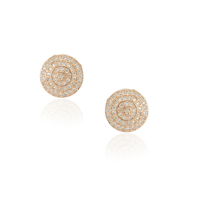 Dainty Rose Plated Disc Zircon Pave Earrings