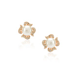 Dainty Rose Plated Zircon Flower Earrings