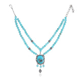 Silver Plated Valentine Victorian Turquoise Necklace Set
