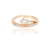 Dainty Rose Plated Zircon Wrap Ring