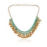 Gold Plated Valentine Green Tassel Necklace Set