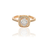 Dainty Rose Plated Zircon Halo Ring