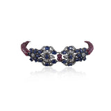 Silver Plated Valentine Blue Red Zircon Necklace Set