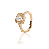 Dainty Rose Plated Zircon Halo Ring