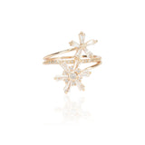 Dainty Rose Plated Zircon Baguette Flower Ring