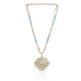 Gold Plated Valentine Turquoise Jadau Necklace Set