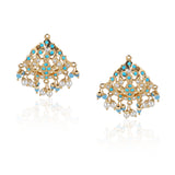 Gold Plated Valentine Turquoise Jadau Necklace Set
