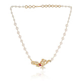 Gold Plated Valentine Zircon Peacock Pearl  Necklace Set