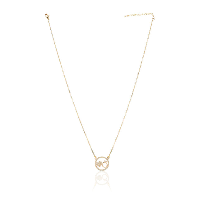 Dainty Rose Plated Zircon Promise Pendant Necklace