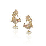 Gold Plated Valentine Zircon Peacock Pearl  Necklace Set