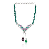 Silver Plated Valentine Ruby Zircon Necklace Set