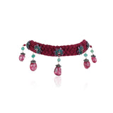 Silver Plated Valentine Tourmaline Zircon Choker Set