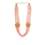 Gold Plated Valentine Pink Coral Necklace Set