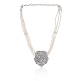 Silver Plated Valentine Victorian Pearl Necklace Set