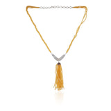 Silver Plated Valentine Yellow Tassel Necklace Set