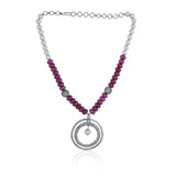 Silver Plated Valentine Ruby Zircon Necklace Set