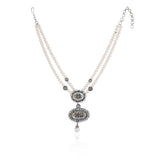 Silver Plated Valentine Zircon Pearl Necklace Set