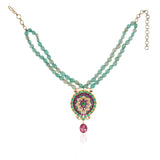 Gold Plated  Valentine Ruby Zircon Necklace Set