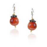 Silver Plated Valentine Zircon Orange Tassel Necklace Set