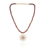 Gold Plated  Valentine Brown Zircon Necklace Set
