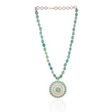Gold Plated Valentine Zircon Green Onyx Necklace Set
