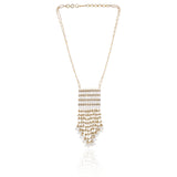 Gold Plated  Valentine Zircon Pearl Tassel Necklace Set