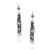 Gold Plated Kundala Iolite Tassel Earrings
