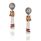 Gold & Silver Plated Kundala Pearl Tassel Jhumki Earrings