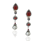 Silver Plated Kundala Garnet  Victorian Earrings