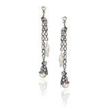 Silver Plated Kundala Zircon Tassel Chain Earrings