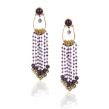 Gold Plated Kundala Amethyst Tassel Earrings