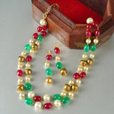 Dor Gold Plated Ruby Jade Green Onyx String Set