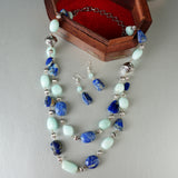 Dor Silver Plated Lapiz Chrysophase Double Strand Set