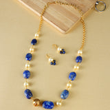 Dor Gold Plated Lapiz Pearl Strand Set
