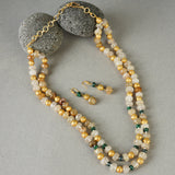 Dor Gold Plated Rose Quartz Double Strand String Set