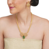 Basant Gold Plated Zircon Fluorite Necklace Set