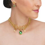 Basant Gold Plated Zircon Fluorite Necklace Set