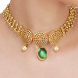 Basant Gold Plated Zircon Fluorite Necklace Set